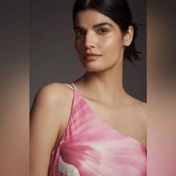 NWT! Anthropologie One-Shoulder Asymmetric Floral Maxi Dress - Size 2 🪐 - Picture 2 of 4